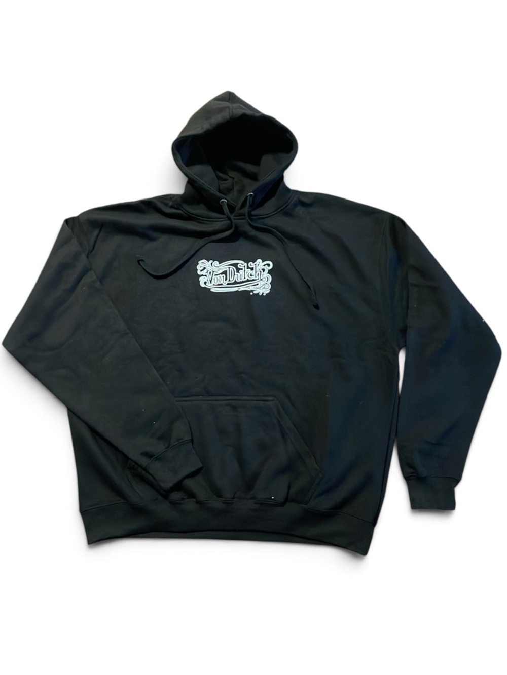 Von Dutch Black Hoodie with White Script Logo Sz XL